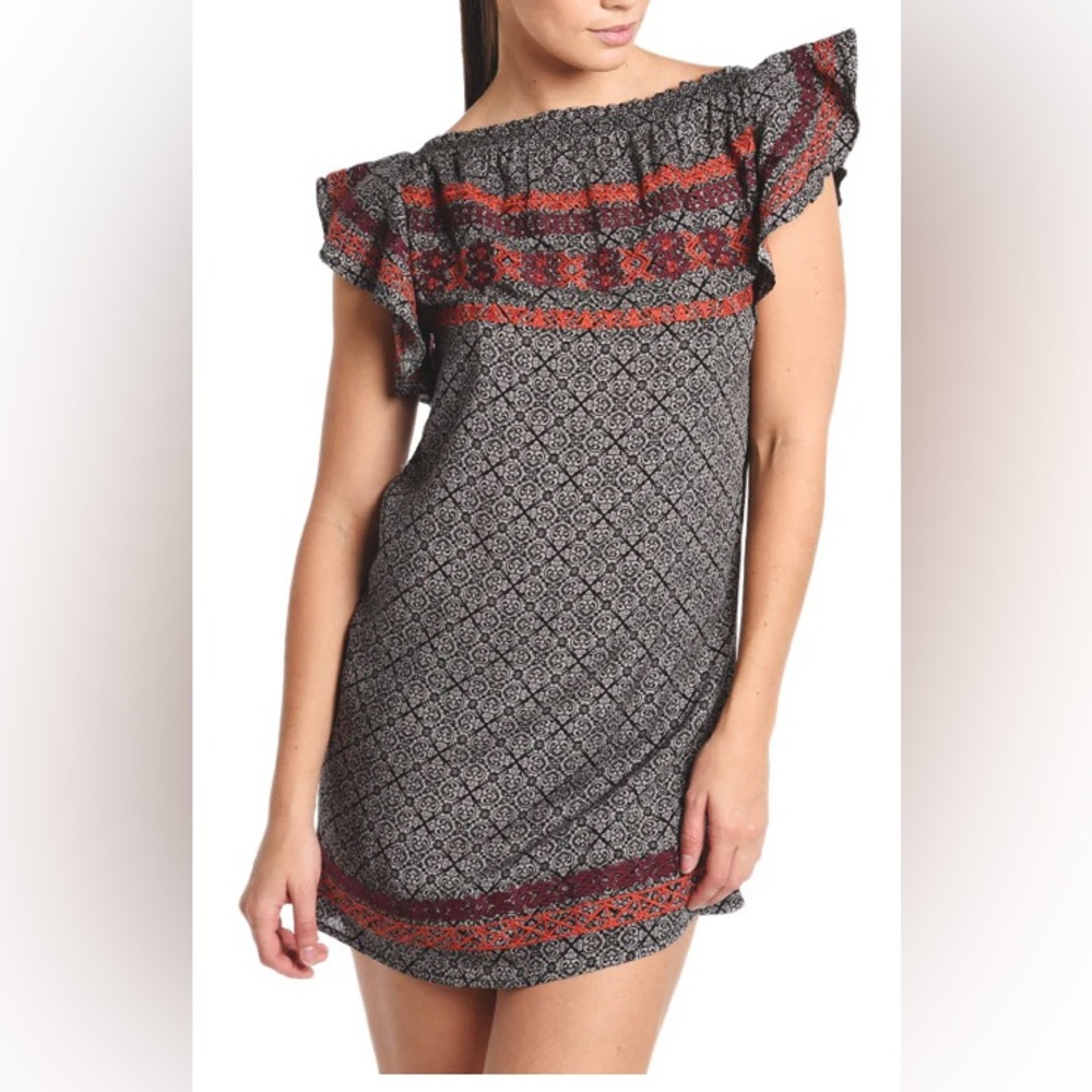 THML Ruffle Top Mini Dress, size M